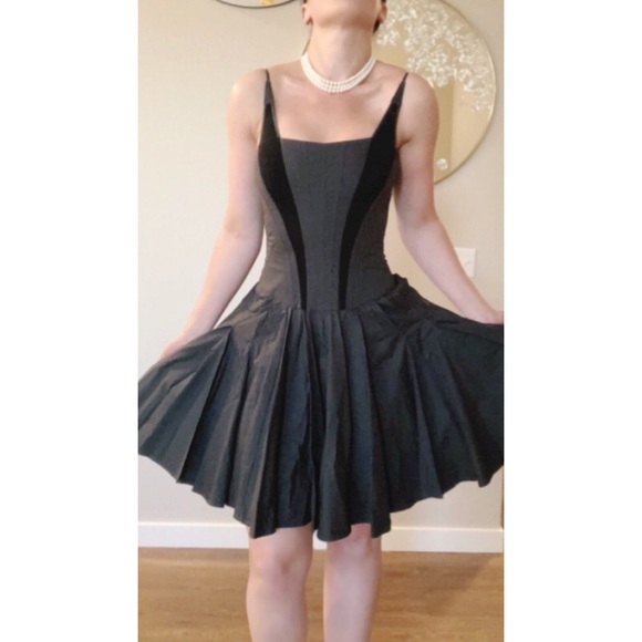 Zac Posen Gray Black Corset Bustier Dress SZ 8 6 - Picture 2 of 8
